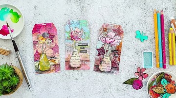 Mixed Media Tag Tutorial using Gelli Plate Backgrounds