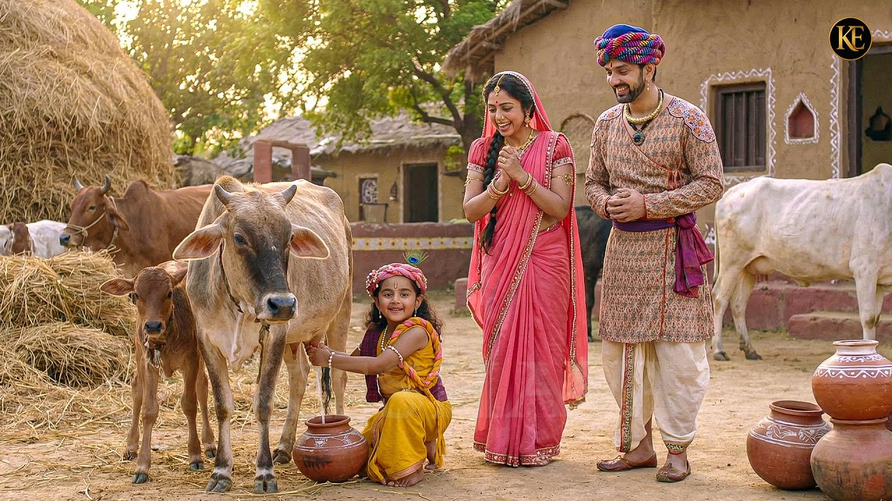 बाल कान्हा ने पहली बार दुहा गाय का दूध | मैया और नंद बाबा हुए भावुक ||YMKN || Shree Krishan leela ||