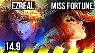 EZREAL & Seraphine vs MISS FORTUNE & Leona (ADC) | 10/0/9, Legendary | NA Grandmaster | 14.9