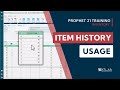 Prophet 21 training and how to  inventory item history  usage