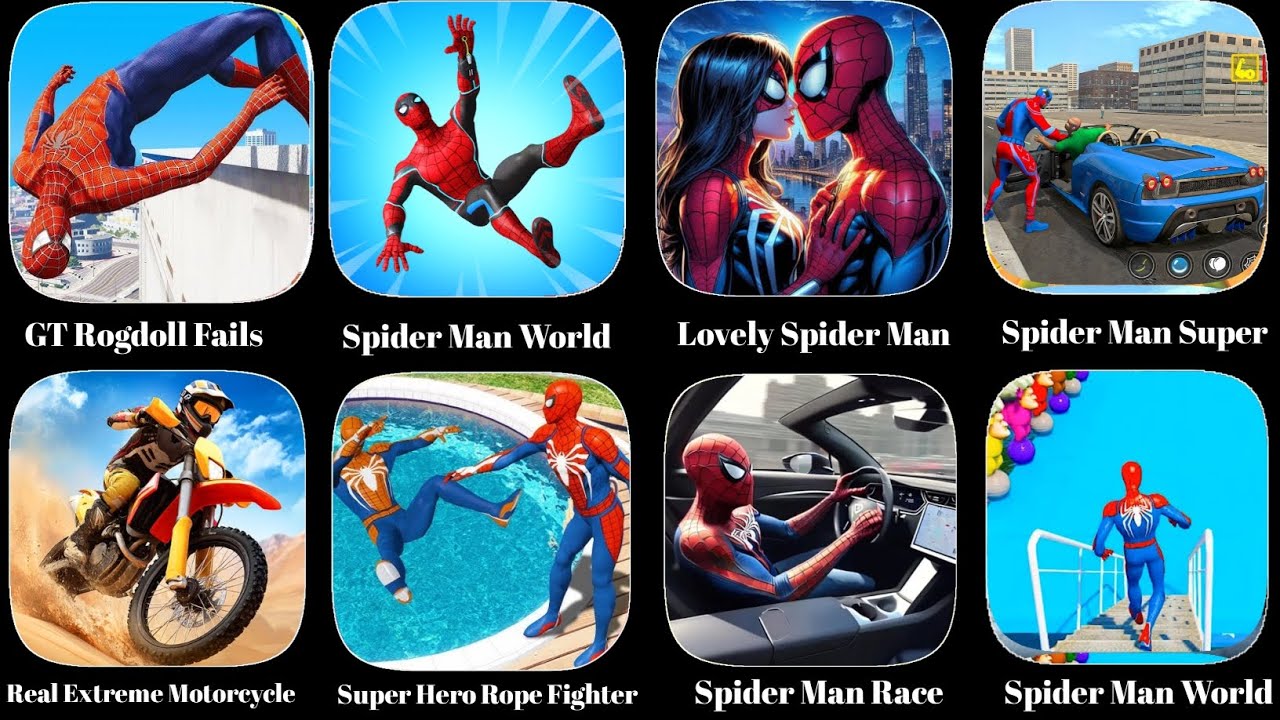 GT Rogdoll Fails,Real Extreme Motorcycle, Super Hero Rope Fighter, Spider Hero Racers,