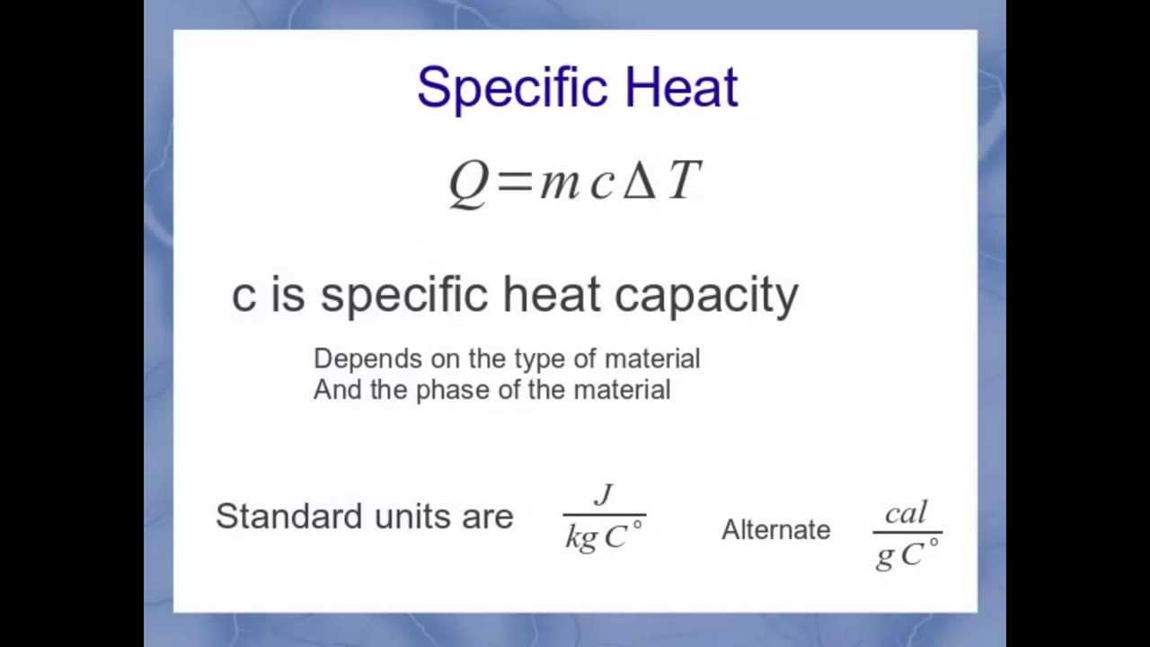 Specific Heat and Latent Heat - YouTube