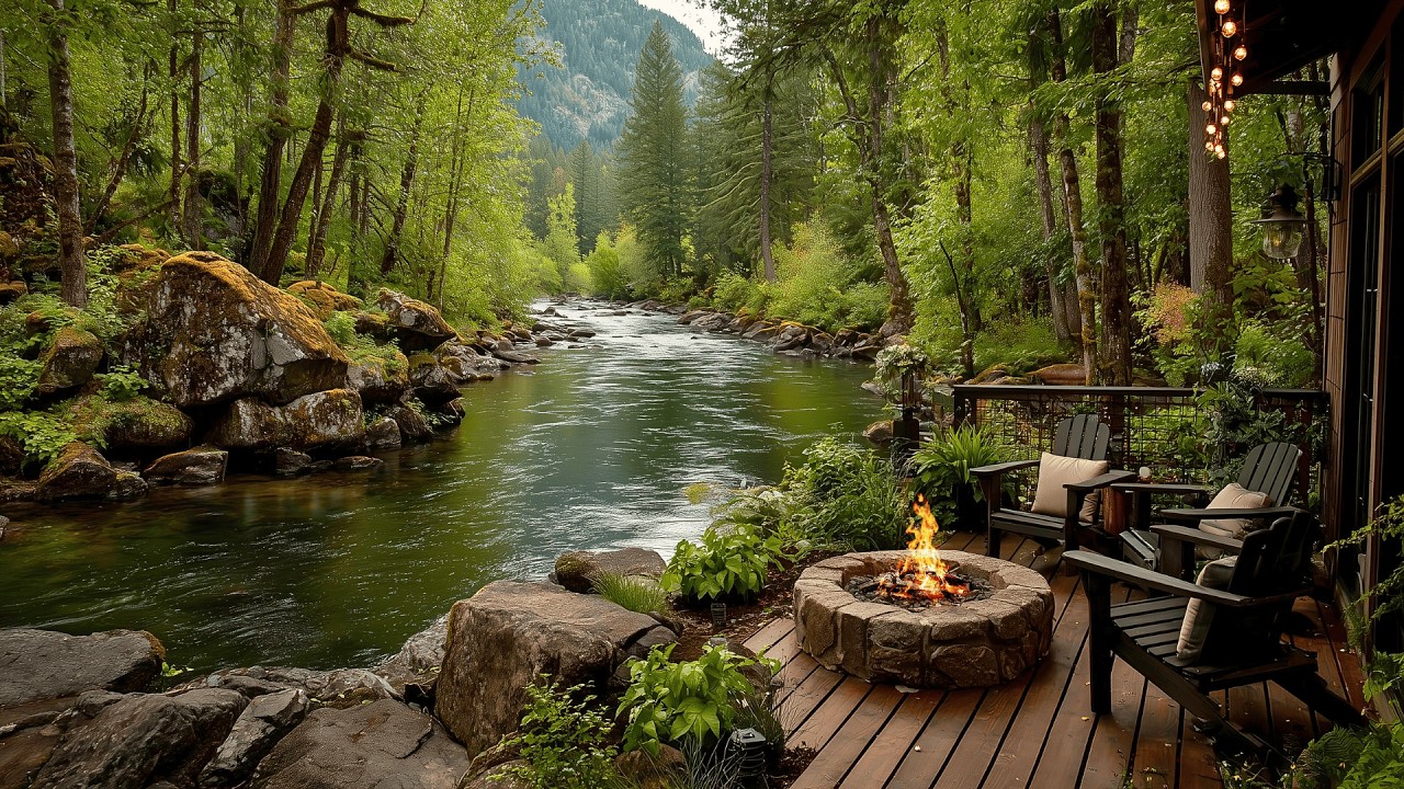 The Most Relaxing Spring Porch with River & Campfire Sounds You’ll Hear