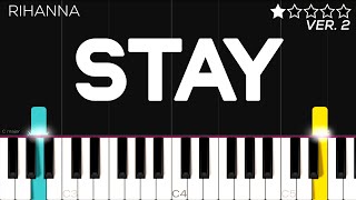 Rihanna - Stay ft. Mikky Ekko | SLOW EASY Piano Tutorial