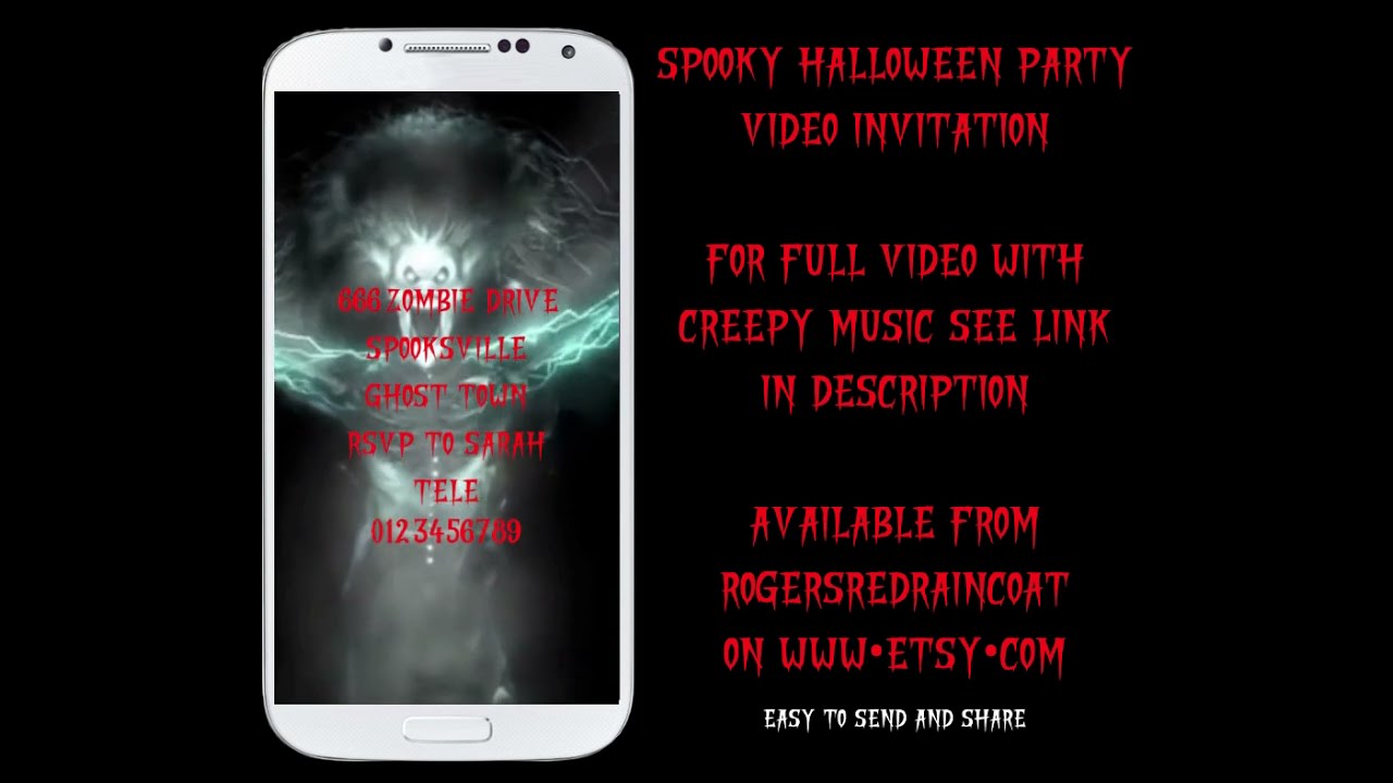Personalised Spooky Halloween Party Digital Video Invitation For Instant Download
