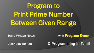 Prime Number Between 1 to 100 | C Programming in Tamil | Print Prime Number Between Given Range