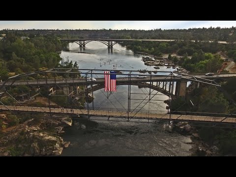 Aerials Of Paddlers On Lake Natoma Near Rainbow Bridge Folsom