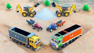 5Cx Jcb Loading Sand New Tata Truck 2518 Mahindra Arjun Novo 605Di Jcb Cartoon