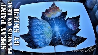 SPRAY PAINT Art on Leaf - Planets 3D