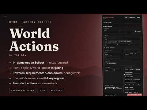World Actions — Action Builder open in-game, RedM.