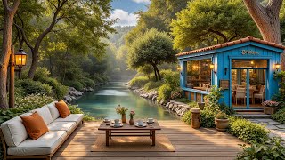 Tranquil Streamside Coffee Jazz 🌿 Gentle Stream Sounds For Relaxing | Unwind Your Mind