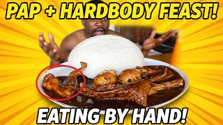 EATING PAP + HARDBODY CHICKEN FEET + EGGS BY HAND! Kasi Feast Mukbang screenshot 3