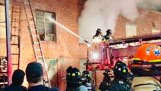 FDNY BOX 82 - FDNY BATTLING 4TH ALARM COMMERCIAL FIRE ON MONITOR STREET IN GREENPOINT, BROOKLYN, NYC