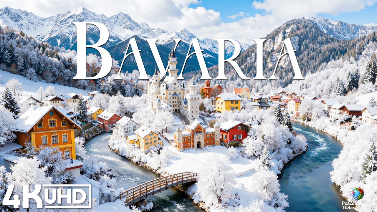 Зима в Баварии, 4K 🇩🇪 Заснеженные альпийские деревни, сказочные замки