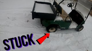 2008 EZGO Golf Cart COLD START and stuck in snow LOL