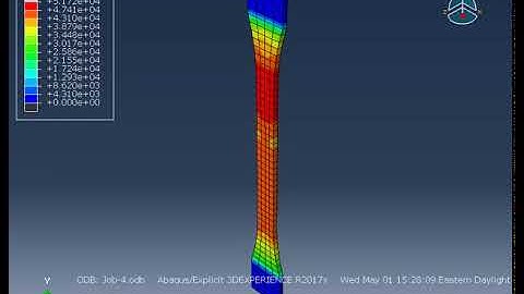 Simulation of a dog bone  sample necking during tensile test
