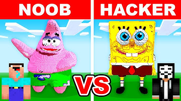 NOOB vs HACKER: I Cheated In a SPONGEBOB Build Challenge!