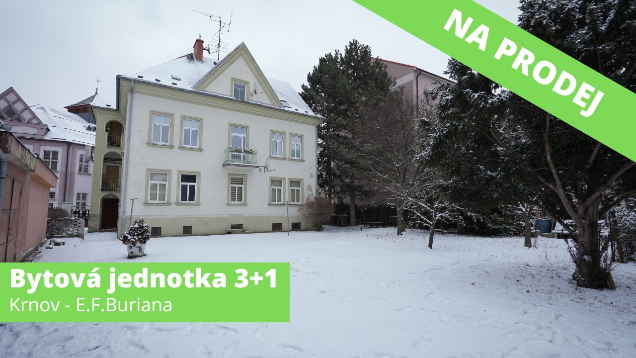 Prodej bytu v cihle 3+1, 80 m² se zahradou a garáží v Krnově na ulici E.F.Buriana.