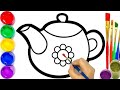 Bolalar uchun choynak va piyola rasm chizish | Рисование чайников и мисок для детей