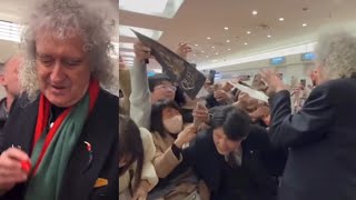 BRIAN MAY WELCOMED BY A HUGE CROWD OF FANS IN JAPAN