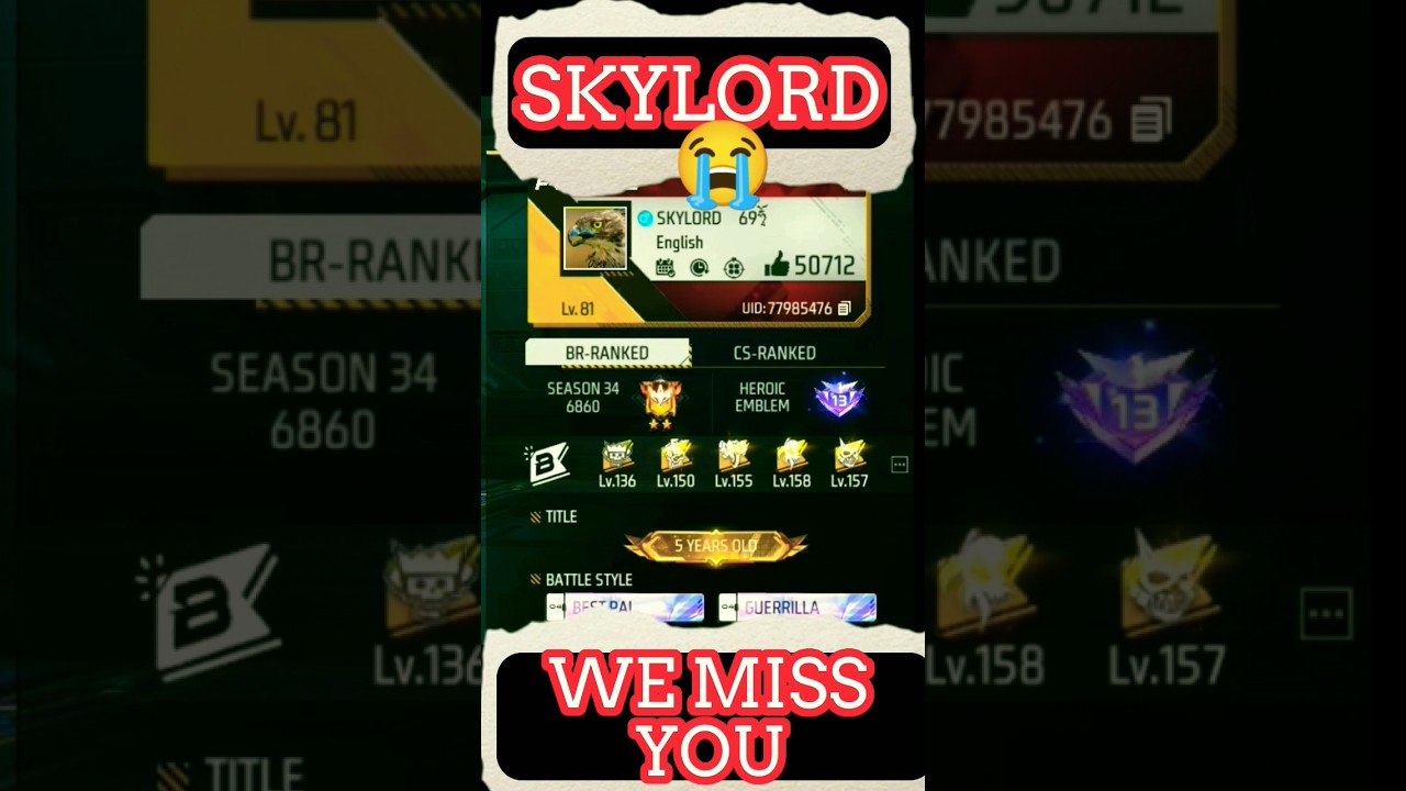 SKYLORD Bhai uid 😭🥺//We really miss you Skylord bhai😞