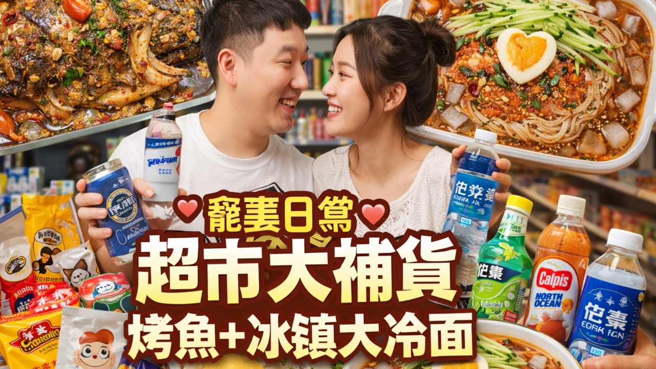 寵妻日常❤️今天帶媳婦去超市大補貨！烤魚＋冰鎮大冷面整好整滿～甜到蛀牙的一天！