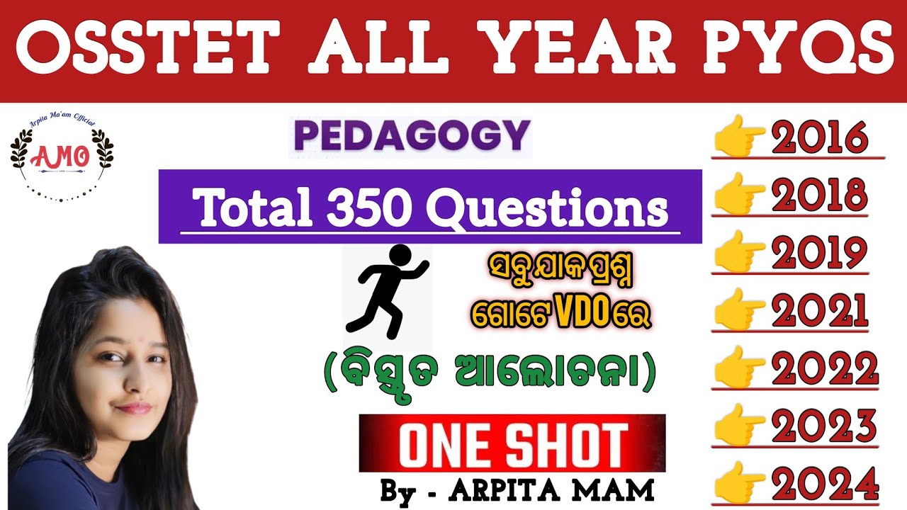 Target OSSTET 2026.  PYQ  of all 7 Years. 2016 to 2024. marathon.  Separate VDO of 2025  osstet exam