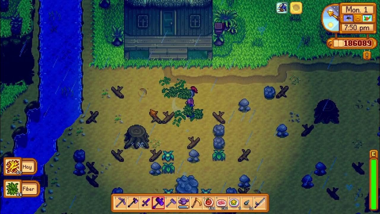 Stardew Valley How to collect Hay from Weeds with a melee weapon YouTube