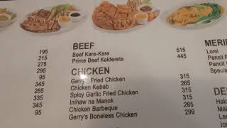Gerry's Grill Menu 2021