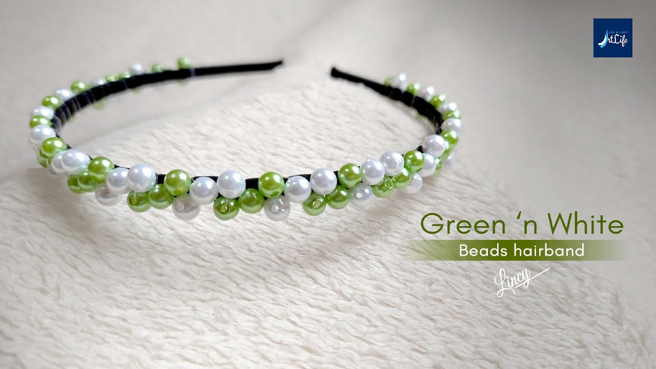 Plastic Beads hair band green and white Color | DIY | Business idea | Art and Craft