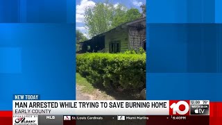 Man arrested while trying to save burning Early County home, family says