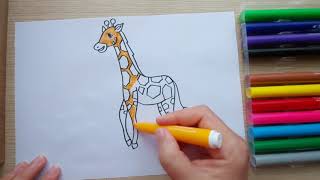 Zürafa çizelim boyayalım, Let's draw a giraffe paint it