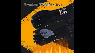 SWELDEER 14INCH Premium Black Cowhide Leather Welding Glove @ZY-F8525