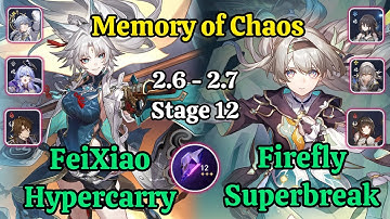 E0S0 FeiXiao Hypercarry & E0S0 Firefly Superbreak Memory of chaos stage 12 Clear / Honkai star rail