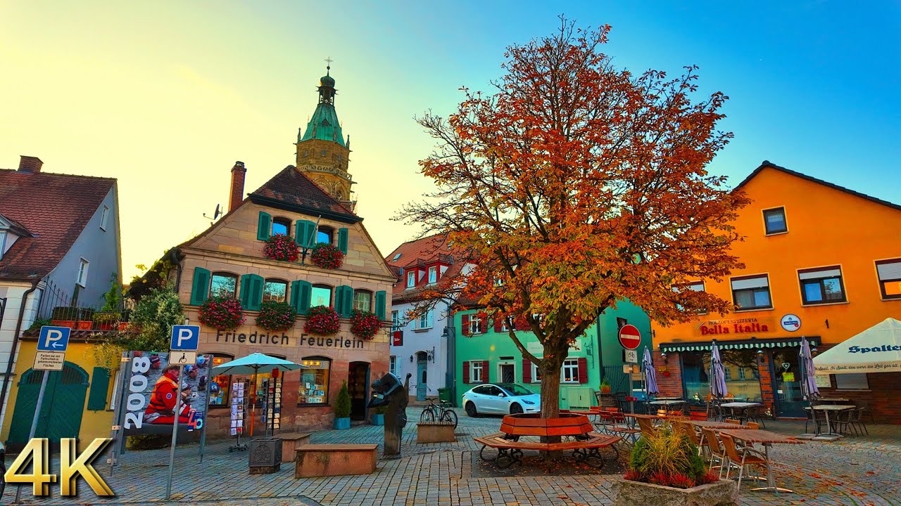 Рот, Германия: Спокойная осенняя прогулка по старому городу | 4K тур по городу
