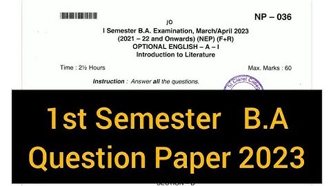 INTRODUCTION TO LITERATURE     |      1st Semester Question Paper 2023 #bangaloreuniversity #share
