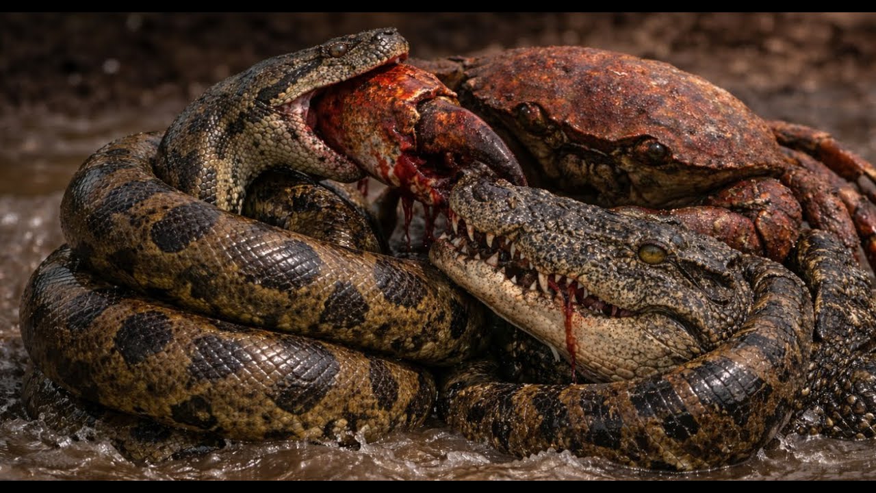 Jungle Apex Predators Clash Crab vs Anaconda vs Crocodile Epic Battle