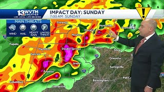 Alabama's severe weather threat ramps up Saturday night into Sunday, strong winds, tornadoes poss...