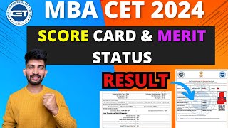 MBA CET Score Card and Merit Status 2024 | MBA CET Results 2024
