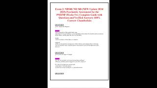 EXAM 3 NR548 NR 548 NEW UPDATE 2024/2025 PSYCHIATRIC ASSESSMENT FOR THE PMHNP WEEKS 5 6 COMPLETE