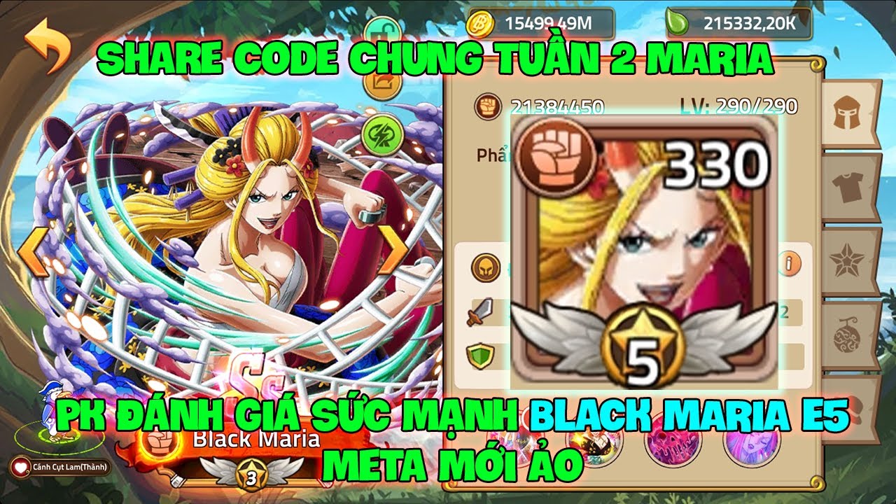 Huyền Thoại Hải Tặc - Share Code Chung Tuần 2 MARIA, PK Đánh Giá Sức ...