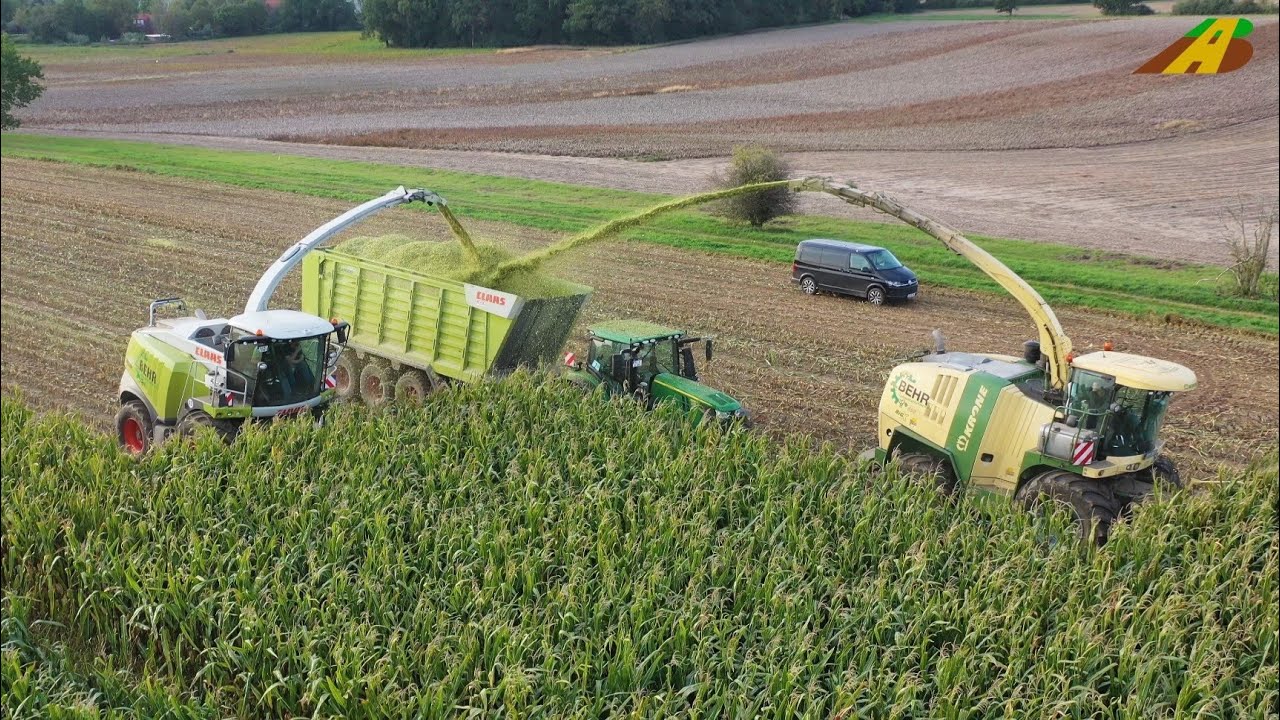 Grünroggen -, Grasernte 2023 - mähen \u0026 schwaden Traktor Fendt, Case mit Kuhn - Landwirtschaft farmer