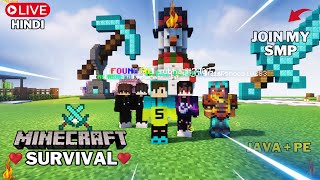 Minecraft Live || 24/7 Minecraft Smp || Minecraft Live Hindi || Java + Pe