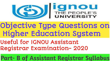 Objective Type Questions on Higher Education System- Useful For UGC NET-JRF Examination.