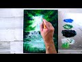 How to paint little waterfall in the green forest : Oval Brush : Acrylics