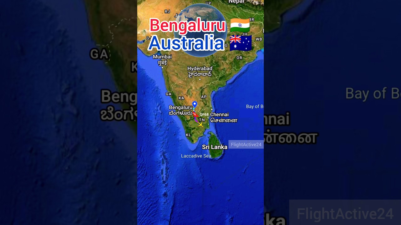 Bengaluru to Sydney flight Route ✈️ || Qantas | QF68 | 