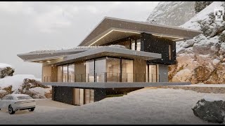 Modern private houses compilation. Architecture visualization.