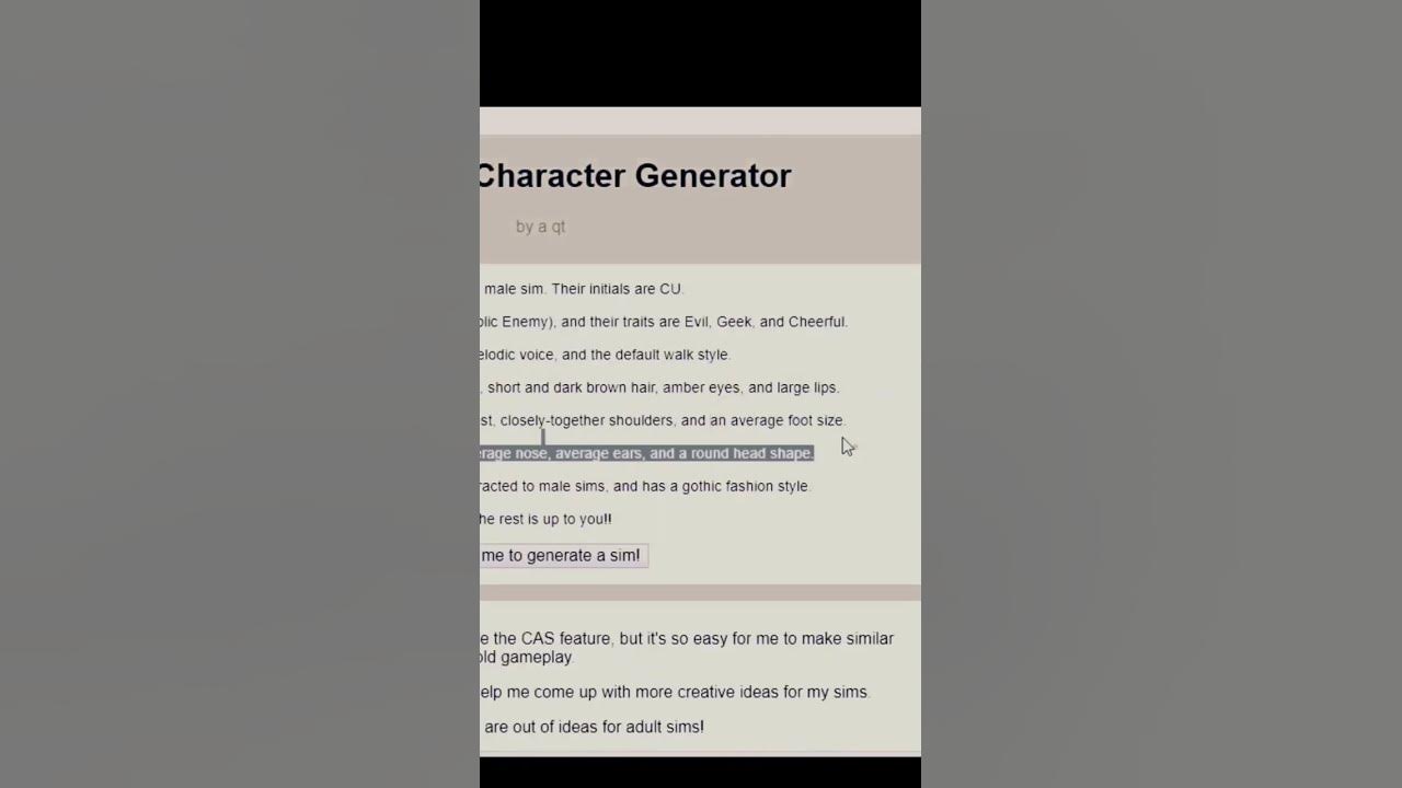Random sim generator youtube shorts edition youtube