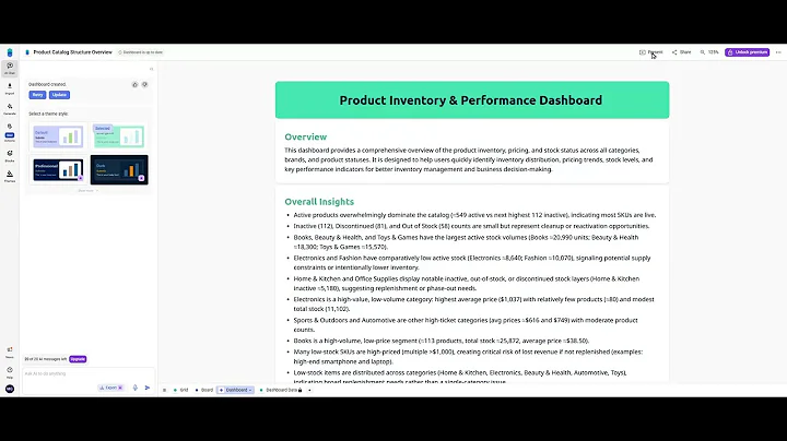 Build a Product Inventory & Performance Dashboard in 2 Minutes with AI - Bricks Tutorial