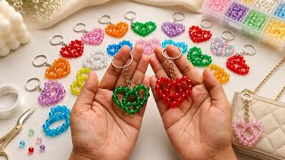 How to Make a Beaded Heart Keychain ✨ | Easy Beads Craft Tutorial